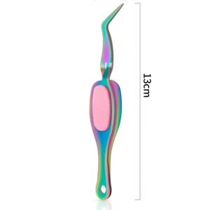 Reverzní pinzeta duhová – samosvorná kovová pinzeta 130 mm